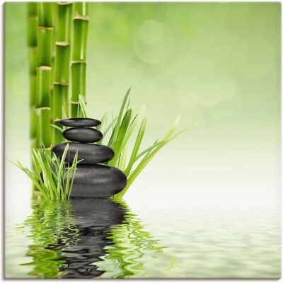 ARTLAND Spa Steine Wandbild - Grün - 100x100cm - Für Innen & Außen ARTLAND Spa Steine Wandbild - Grün - 100x100cm - Für Innen & Außen