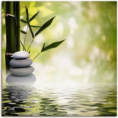 ARTLAND Asiatische Spa Steine Grün Wandbild - 70x70 cm ARTLAND Asiatische Spa Steine Grün Wandbild - 70x70 cm