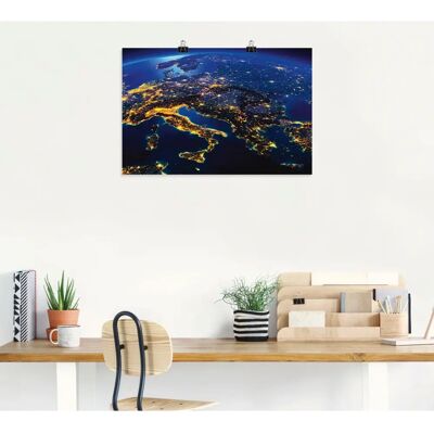 ARTland - Südliches Europa vom Weltraum - 60x40 cm - gelb - Wall art ARTland - Südliches Europa vom Weltraum - 60x40 cm - gelb - Wall art
