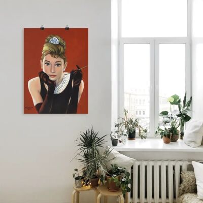 ARTland - Audrey Hepburn Porträt - 60 cm x 80 cm - rot - Wall art ARTland - Audrey Hepburn Porträt - 60 cm x 80 cm - rot - Wall art