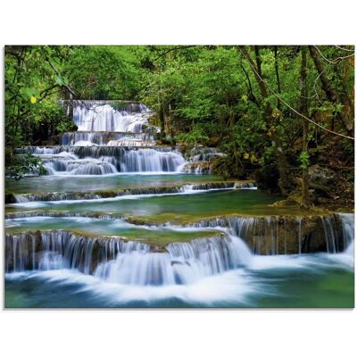 ARTLAND Tiefen Wald Wasserfall Glasbild 60x45cm - Wanddekoration ARTLAND Tiefen Wald Wasserfall Glasbild 60x45cm - Wanddekoration