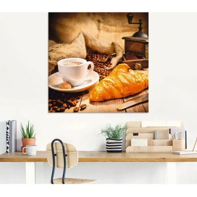 ARTLAND - Kaffeetasse mit Croissant - Braun - Glass picture ARTLAND - Kaffeetasse mit Croissant - Braun - Glass picture