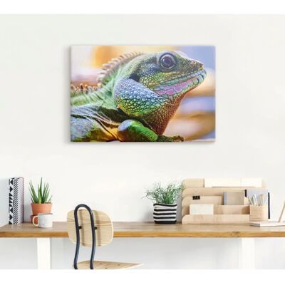 ARTLAND Buntes Leguan-Kopf Leinwandbild - Reptil, 90x60 cm ARTLAND Buntes Leguan-Kopf Leinwandbild - Reptil, 90x60 cm