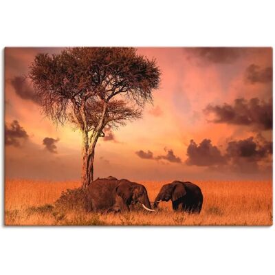 ARTLAND Elefanten zum Abendessen Wandbild - Wildtiere Leinwand ARTLAND Elefanten zum Abendessen Wandbild - Wildtiere Leinwand