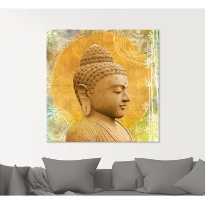 ARTLAND Buddha II Glasbild - 40x40 cm, gold, quadratisch ARTLAND Buddha II Glasbild - 40x40 cm, gold, quadratisch