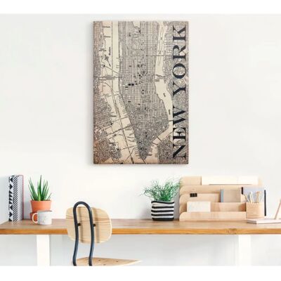 ARTLAND New York Karte Wandbild - Vintage Grunge Leinwandposter ARTLAND New York Karte Wandbild - Vintage Grunge Leinwandposter