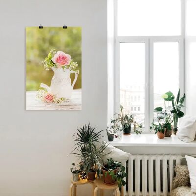 ARTLAND - Vintage Rosen in Vase - Grün - 40x60 cm - Wandkunst ARTLAND - Vintage Rosen in Vase - Grün - 40x60 cm - Wandkunst