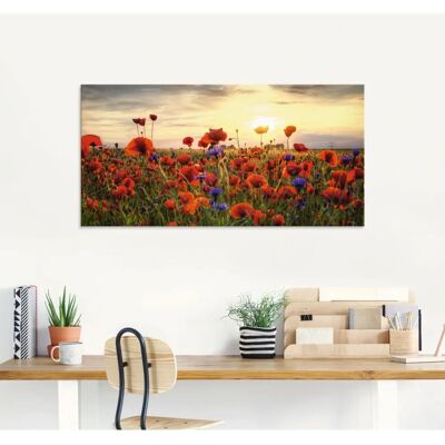 ARTLAND Mohnblumenwiese Glasbild - Botanik, Modern, Rot ARTLAND Mohnblumenwiese Glasbild - Botanik, Modern, Rot