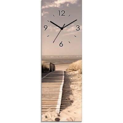 ARTLAND Nordseestrand auf Langeoog - Steg_Sepia Wanduhr - Beige ARTLAND Nordseestrand auf Langeoog - Steg_Sepia Wanduhr - Beige