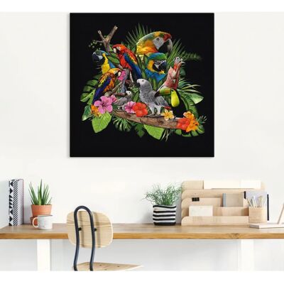 ARTLAND Papageien Dschungel Leinwandbild - Vögel Wanddekoration ARTLAND Papageien Dschungel Leinwandbild - Vögel Wanddekoration
