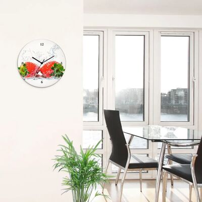 ARTLAND - Erdbeeren mit Spritzwasser - rot - 1.8 cm - Wanduhr ARTLAND - Erdbeeren mit Spritzwasser - rot - 1.8 cm - Wanduhr