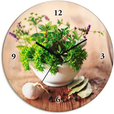ARTLAND Grüne Kräuter Küche Wanduhr - Wanduhr ARTLAND Grüne Kräuter Küche Wanduhr - Wanduhr