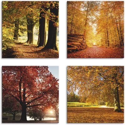 ARTland Herbstlandschaft - 30x30 cm Quadrat - 4er Leinwandbild ARTland Herbstlandschaft - 30x30 cm Quadrat - 4er Leinwandbild