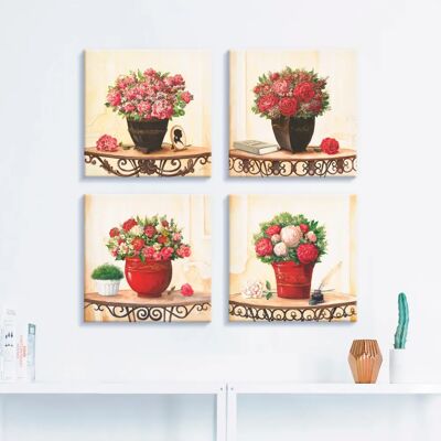 ARTland - Hortensien Nelken Rosen Pfingstrosen - Beige - 30x30 cm - canvas print ARTland - Hortensien Nelken Rosen Pfingstrosen - Beige - 30x30 cm - canvas print