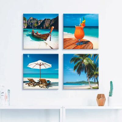 ARTland - Maya Bay Fruchtcocktail Strand - Blau - 30x30 cm - Canvas print ARTland - Maya Bay Fruchtcocktail Strand - Blau - 30x30 cm - Canvas print