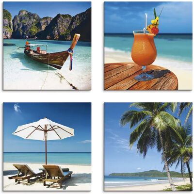 ARTland - Maya Bay Fruchtcocktail Strand - Blau - 30x30 cm - Canvas print ARTland - Maya Bay Fruchtcocktail Strand - Blau - 30x30 cm - Canvas print