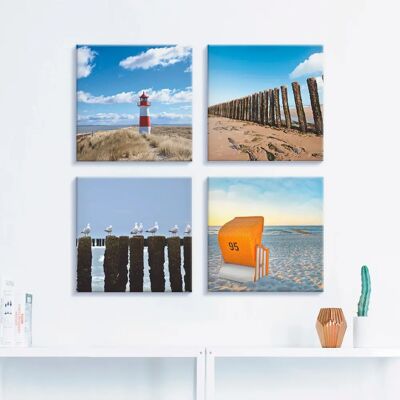 ARTLAND - Leuchtturm Sylt Strand Möven Strandkorb - Blau - Canvas print ARTLAND - Leuchtturm Sylt Strand Möven Strandkorb - Blau - Canvas print