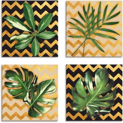 ARTland - Blätter Zickzack-Muster - 30x30 cm - Leinwanddruck ARTland - Blätter Zickzack-Muster - 30x30 cm - Leinwanddruck