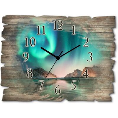 ARTland - Auroraborialis - Blau - Birkenholz - Wall clock ARTland - Auroraborialis - Blau - Birkenholz - Wall clock