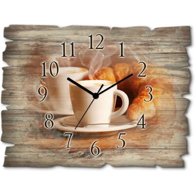 ARTLAND Wanduhr - Dampfender Cappuccino und Croissant - Leise, 40cm ARTLAND Wanduhr - Dampfender Cappuccino und Croissant - Leise, 40cm