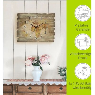 ARTLAND - Weltkarte - Braun - 40x30 cm - Wanduhr ARTLAND - Weltkarte - Braun - 40x30 cm - Wanduhr