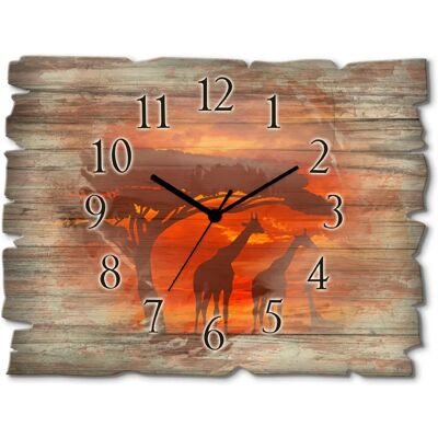 ARTLAND - Herde von Giraffen im Sonnenuntergang - Braun - Wanduhr ARTLAND - Herde von Giraffen im Sonnenuntergang - Braun - Wanduhr