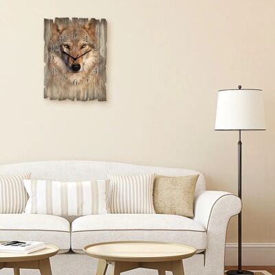 ARTLAND Wolf Wanduhr - Lautlos, Braun, 30x40cm - Wanduhr ARTLAND Wolf Wanduhr - Lautlos, Braun, 30x40cm - Wanduhr