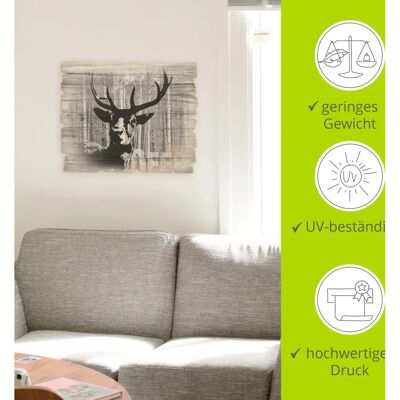 ARTLAND - Hirsch Collage - Grau - 40x30 cm - Holzbild Wandkunst ARTLAND - Hirsch Collage - Grau - 40x30 cm - Holzbild Wandkunst