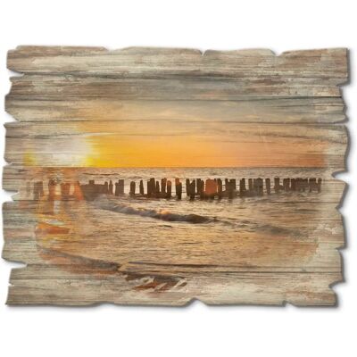 ARTLAND - Schöner Sonnenuntergang am Strand - 40x30 cm - Holzbild ARTLAND - Schöner Sonnenuntergang am Strand - 40x30 cm - Holzbild