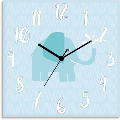 ARTLAND - Elefant auf blau - Blau - 30x30 - Wanduhr ARTLAND - Elefant auf blau - Blau - 30x30 - Wanduhr