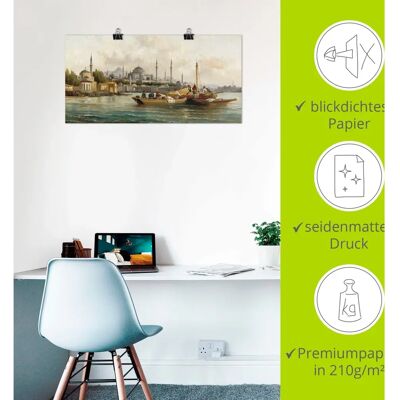 ARTLAND - Handelsschiffe vor Hagia Sophia - Blau - Wall Art ARTLAND - Handelsschiffe vor Hagia Sophia - Blau - Wall Art