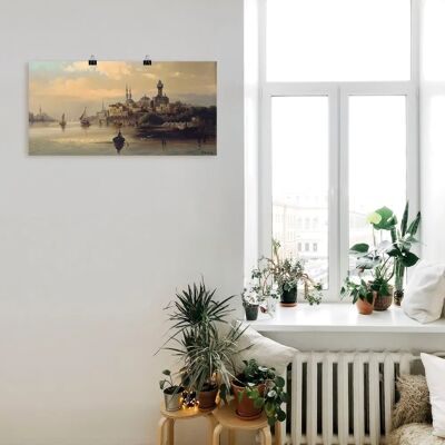 ARTLAND - Kauffahrtsschiffe auf Bosporus, Istanbul - Blau - 40x20 cm - Wall art ARTLAND - Kauffahrtsschiffe auf Bosporus, Istanbul - Blau - 40x20 cm - Wall art