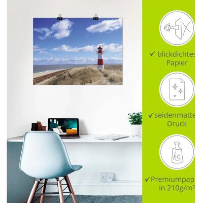 ARTLAND - Leuchtturm Sylt - Blau - 60x45 cm - Wandbild ARTLAND - Leuchtturm Sylt - Blau - 60x45 cm - Wandbild