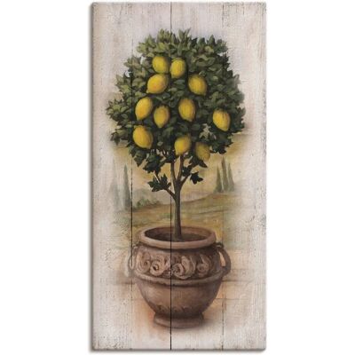 ARTLAND Zitronenbaum mit Holzoptik Leinwandbild - Wandbild ARTLAND Zitronenbaum mit Holzoptik Leinwandbild - Wandbild