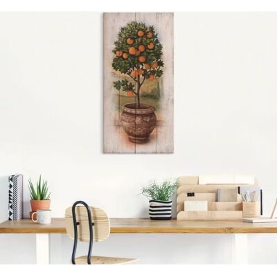 ARTLAND - Orangenbaum mit Holzoptik - Leinwandbild ARTLAND - Orangenbaum mit Holzoptik - Leinwandbild