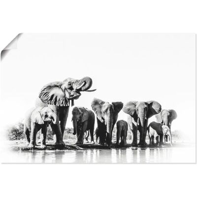ARTLAND - Elefanten am Wasserloch - 30x20 cm - Wall art ARTLAND - Elefanten am Wasserloch - 30x20 cm - Wall art