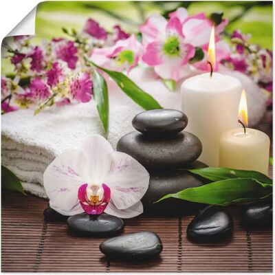 ARTland - Spa Orchideen Bambus Kerze - 50 x 50 cm - Wandbild ARTland - Spa Orchideen Bambus Kerze - 50 x 50 cm - Wandbild
