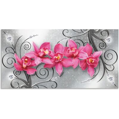 ARTLAND Pink Orchideen Wandbild - 100x50cm - Aluminiumdruck ARTLAND Pink Orchideen Wandbild - 100x50cm - Aluminiumdruck