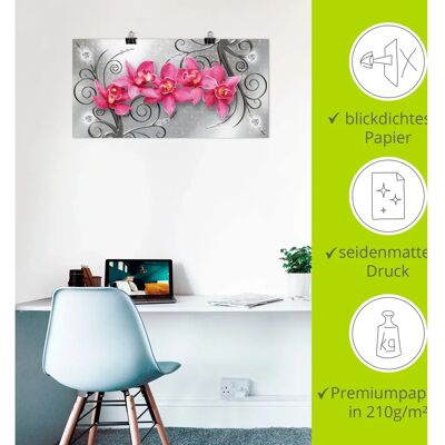 ARTland rosa Orchideen auf Ornamenten - rosa - 40x20 cm - Alu-Dibond Wall Art ARTland rosa Orchideen auf Ornamenten - rosa - 40x20 cm - Alu-Dibond Wall Art