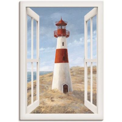 ARTLAND Leuchtturm Fenster Blick Wandbild - Wandkunst ARTLAND Leuchtturm Fenster Blick Wandbild - Wandkunst