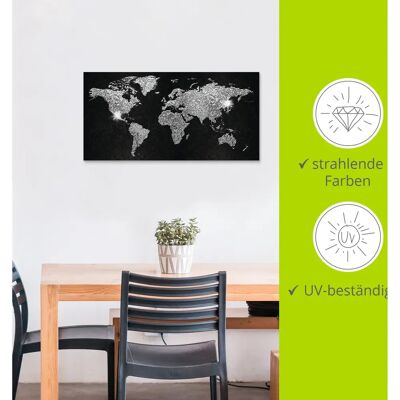 ARTLAND Weltkarte Glitzer - Land- & Weltkarten - 150x75cm - Schwarz - Wandbild ARTLAND Weltkarte Glitzer - Land- & Weltkarten - 150x75cm - Schwarz - Wandbild