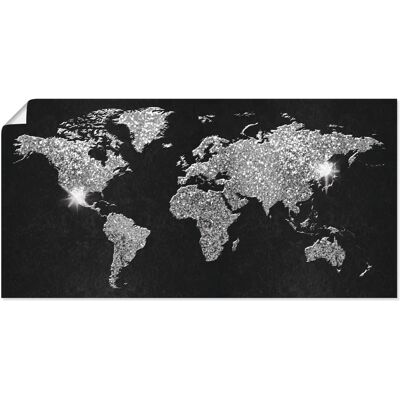 ARTland - Weltkarte Glitzer - Schwarz - 100x50 cm - Wall art ARTland - Weltkarte Glitzer - Schwarz - 100x50 cm - Wall art