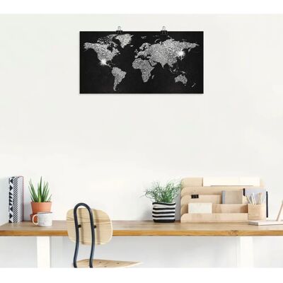 ARTLAND Weltkarte Glitzer - Schwarzes Wandbild - Für Innen & Außen ARTLAND Weltkarte Glitzer - Schwarzes Wandbild - Für Innen & Außen