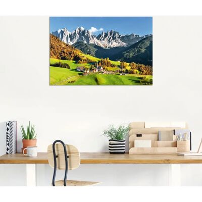 ARTLAND Wandbild Santa Maddalena - Alpen Berge, Grün ARTLAND Wandbild Santa Maddalena - Alpen Berge, Grün