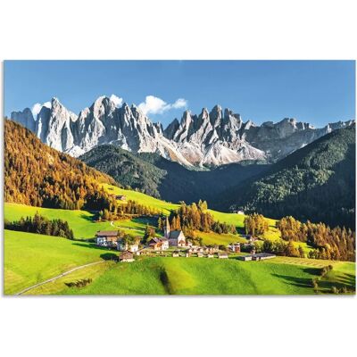 ARTLAND Alpen Berge Santa Maddalena Wandbild - Landschaft, Grün, 90x60cm ARTLAND Alpen Berge Santa Maddalena Wandbild - Landschaft, Grün, 90x60cm