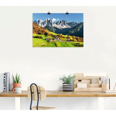ARTLAND Alpen Berge Santa Maddalena Wandbild - Berg & Alpen Poster ARTLAND Alpen Berge Santa Maddalena Wandbild - Berg & Alpen Poster