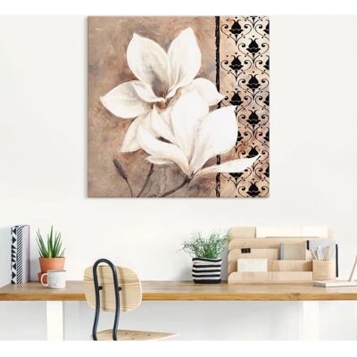 ARTLAND Klassische Magnolien Beiges Quadratisches Wandbild ARTLAND Klassische Magnolien Beiges Quadratisches Wandbild