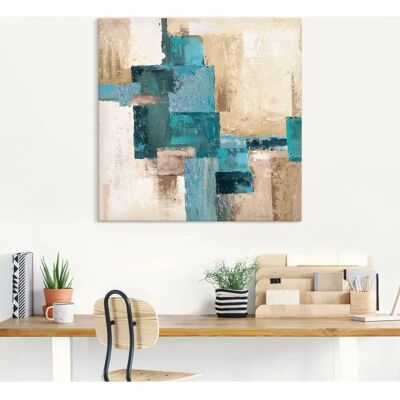 ARTLAND - Karos Abstrakt I beige-türkis - Wall art ARTLAND - Karos Abstrakt I beige-türkis - Wall art