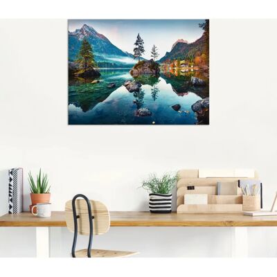 ARTLAND Herbstszene des Hintersee vor Alpen - Landschaft Wandkunst ARTLAND Herbstszene des Hintersee vor Alpen - Landschaft Wandkunst