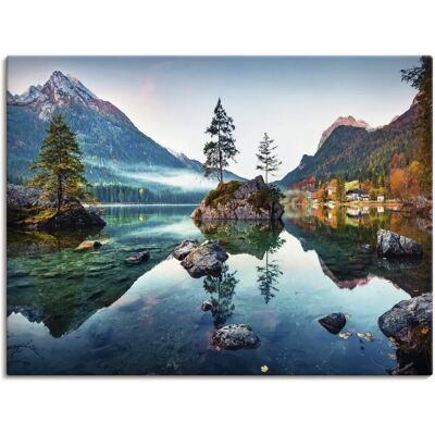 ARTLAND Herbstszene Hintersee Alpen Leinwand Wandbild - Wandbild ARTLAND Herbstszene Hintersee Alpen Leinwand Wandbild - Wandbild